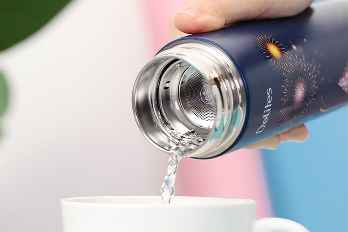 Bình giữ nhiệt inox 420 ml Delites KS K550B37 pháo bông Màu Xanh đen