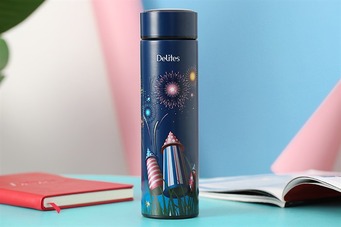 Bình giữ nhiệt inox 420 ml Delites KS K550B37 pháo bông Màu Xanh đen