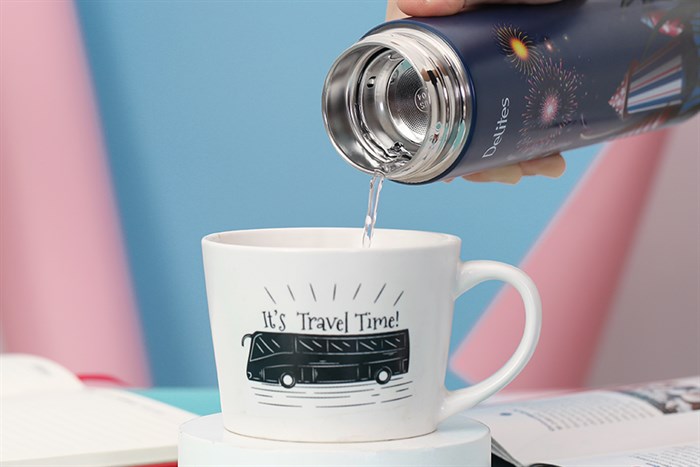 Bình giữ nhiệt inox 420 ml Delites KS K550B37 pháo bông Màu Xanh đen