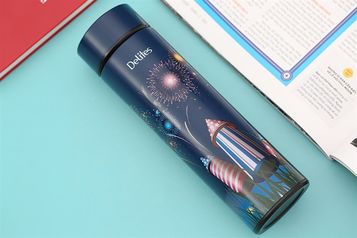 Bình giữ nhiệt inox 420 ml Delites KS K550B37 pháo bông Màu Xanh đen