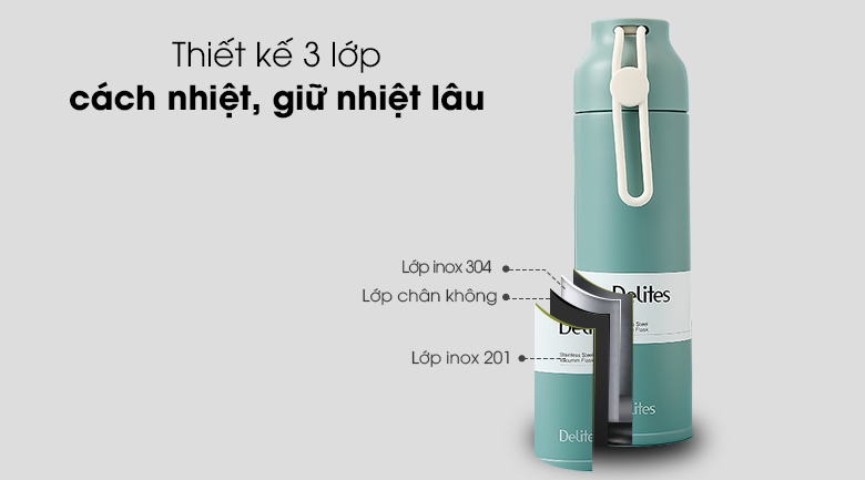 Bình giữ nhiệt inox 350 ml Delites K350B73