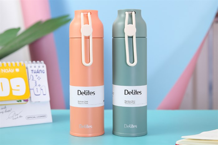 Bình giữ nhiệt inox 350 ml Delites K350B73 Xanh - Cam Màu Cam