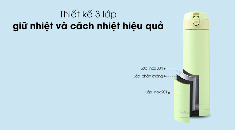 Bình giữ nhiệt inox 500 ml Delites KS K500B56