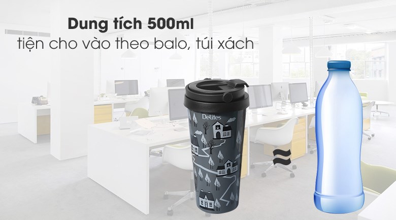 Ly giữ nhiệt inox 500 ml Delites K00B90 Đen