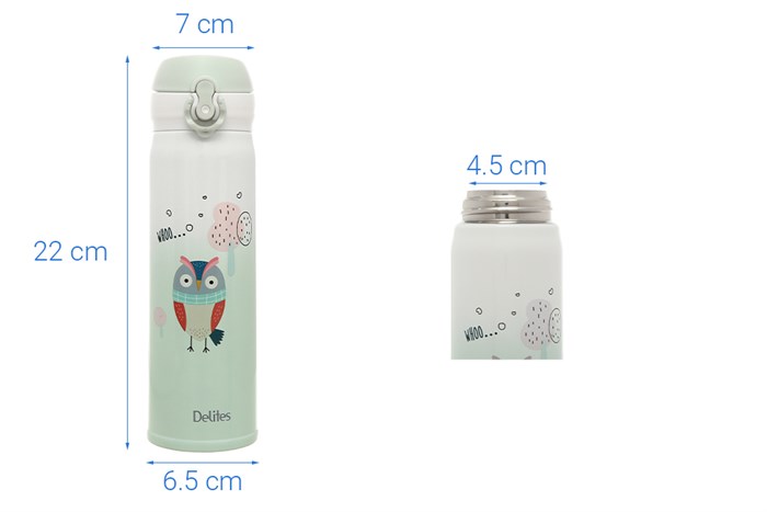 Bình giữ nhiệt inox 450 ml Delites K450B38 Màu Xanh lá
