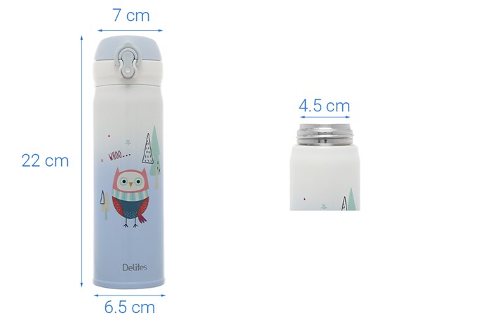 Bình giữ nhiệt inox 450 ml Delites K450B38 Màu Xanh Dương