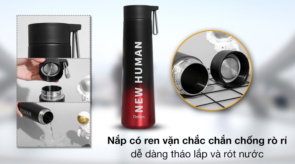 Bình giữ nhiệt inox 560 ml Delites K560B72 Đen đỏ - 8
