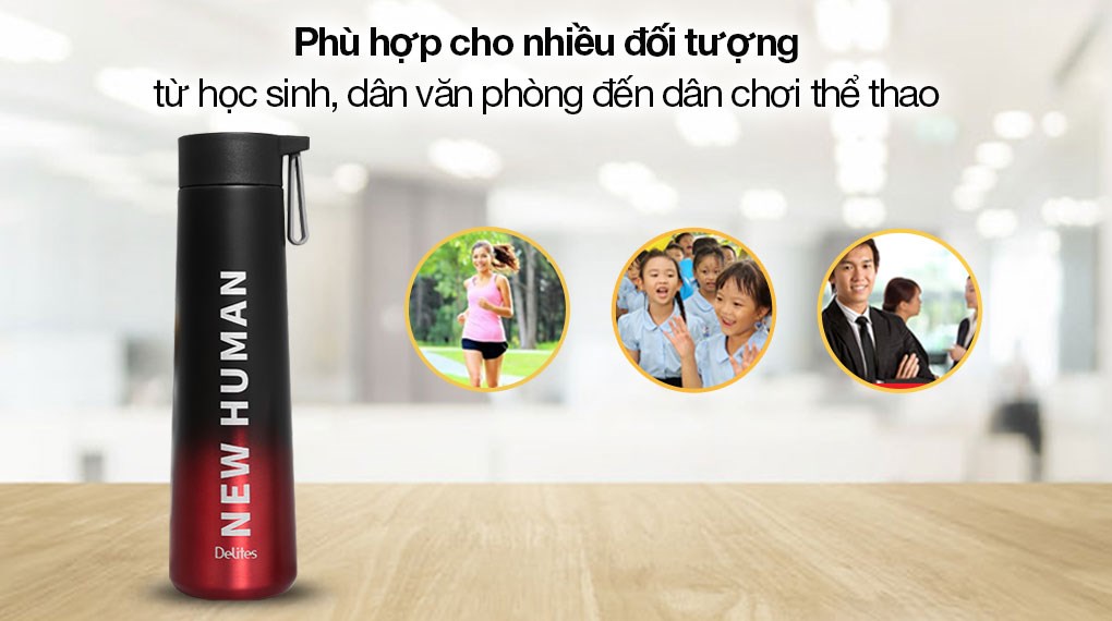 Bình giữ nhiệt inox 560 ml Delites K560B72 Đen đỏ - 5