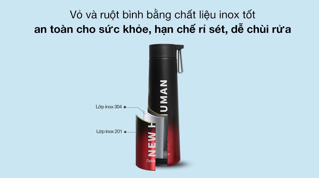 Bình giữ nhiệt inox 560 ml Delites K560B72 Đen đỏ - 6