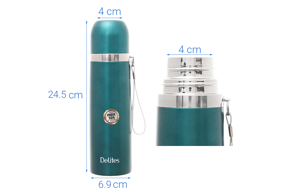Bình giữ nhiệt inox 500 ml Delites Z5A Xanh lá Màu Xanh lá