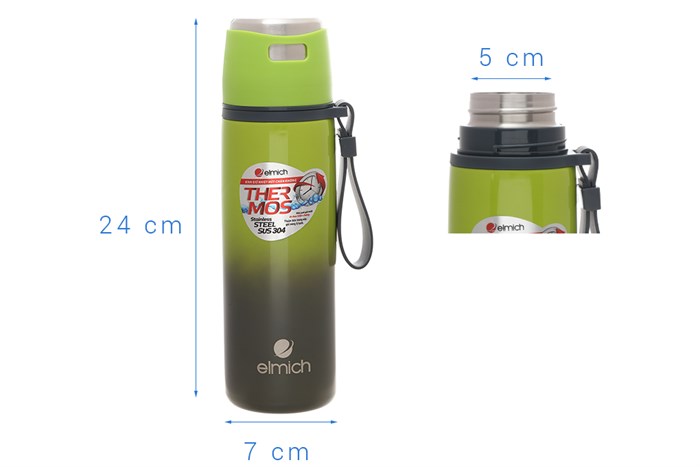 Bình giữ nhiệt inox 480 ml Elmich EL8007 Màu Xanh đen