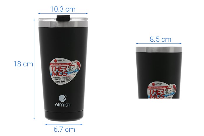 Ly giữ nhiệt inox 580 ml Elmich EL3666 Màu Đen