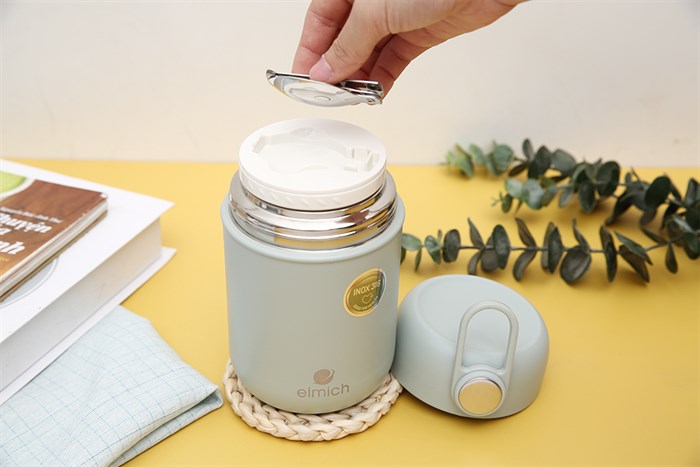 Bình đựng thức ăn giữ nhiệt inox 600 ml Elmich EL8019 Màu Xanh