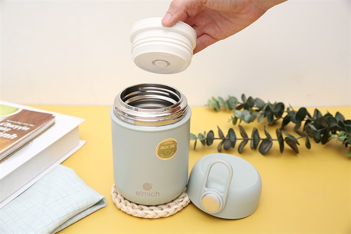 Bình đựng thức ăn giữ nhiệt inox 600 ml Elmich EL8019 Màu Xanh