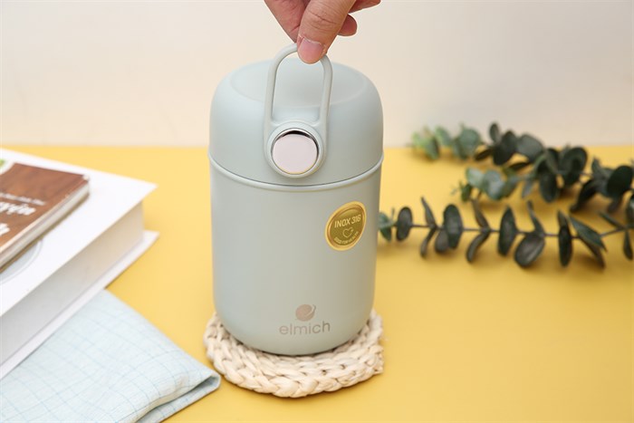 Bình đựng thức ăn giữ nhiệt inox 600 ml Elmich EL8019 Màu Xanh