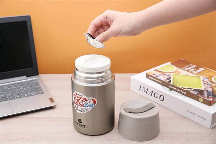 Bình đựng thức ăn giữ nhiệt inox 800 ml Elmich EL3671 Màu Bạc
