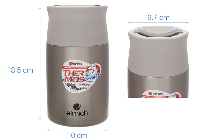 Bình đựng thức ăn giữ nhiệt inox 800 ml Elmich EL3671 Màu Bạc
