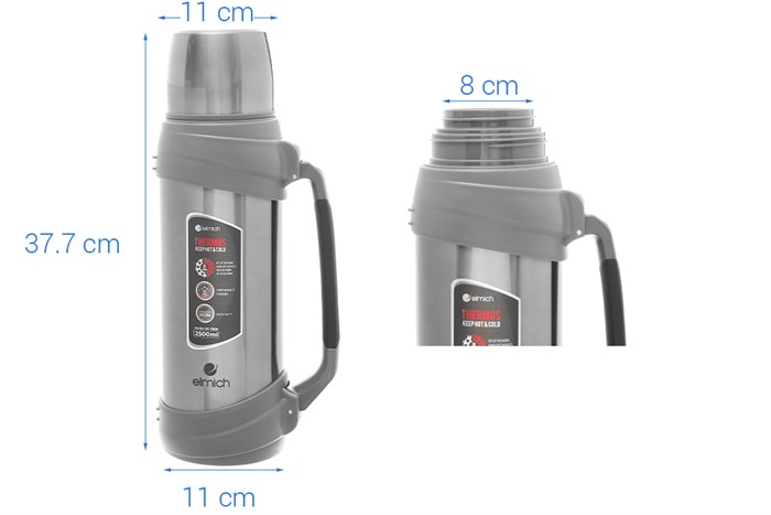 Bình giữ nhiệt inox 2500 ml Elmich EL-3688 Màu Bạc