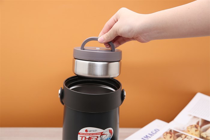 Bình đựng thức ăn giữ nhiệt inox 1500 ml Elmich EL3129 Màu Đen