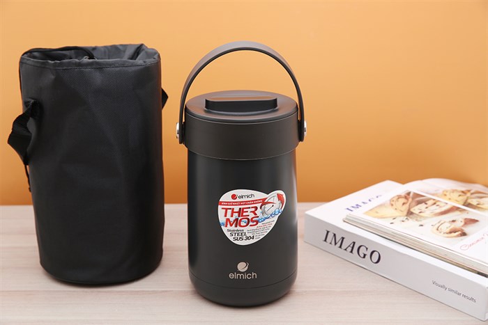 Bình đựng thức ăn giữ nhiệt inox 1500 ml Elmich EL3129 Màu Đen