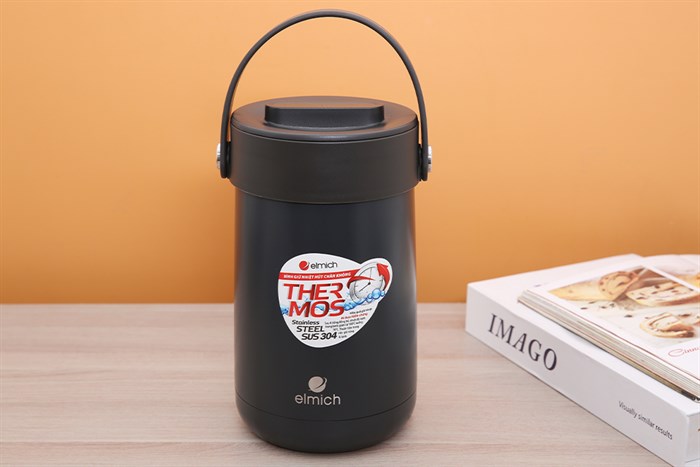 Bình đựng thức ăn giữ nhiệt inox 1500 ml Elmich EL3129 Màu Đen