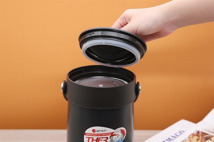 Bình đựng thức ăn giữ nhiệt inox 1500 ml Elmich EL3129 Màu Đen