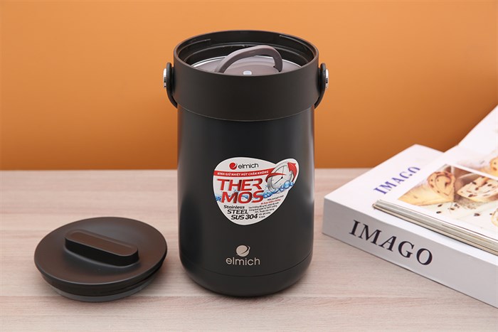 Bình đựng thức ăn giữ nhiệt inox 1500 ml Elmich EL3129 Màu Đen