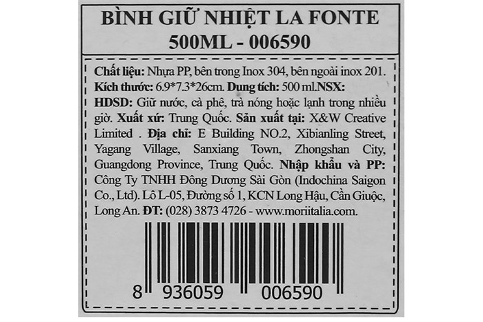 Bình giữ nhiệt inox 500 ml La Fonte 006590 Màu Xanh