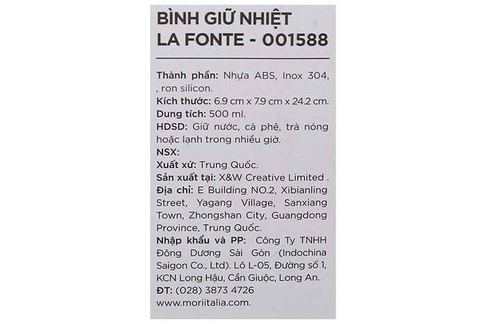 Bình giữ nhiệt inox 500 ml La Fonte 001588 Màu Đỏ