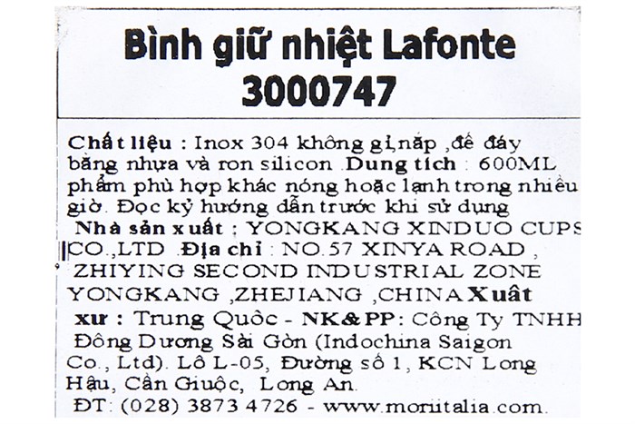 Bình giữ nhiệt inox 600 ml La Fonte 3000747 Màu Tím