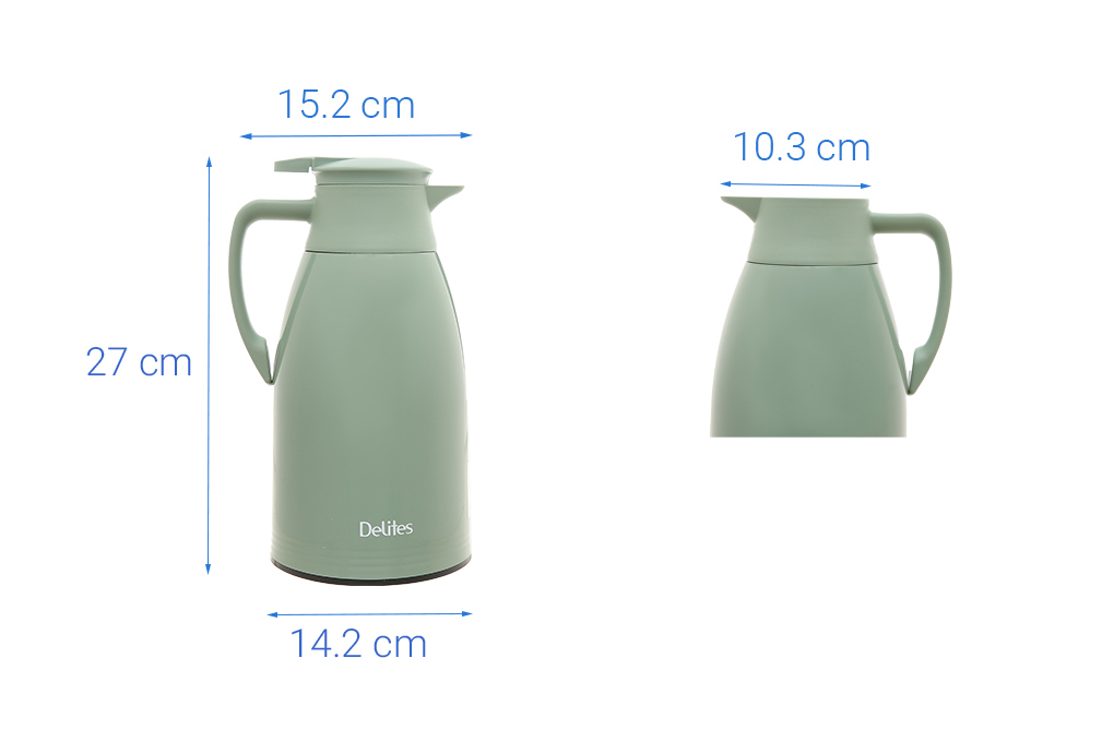 Bình thủy giữ nhiệt thủy tinh 1300 ml Delites TH9134 Màu Xanh lá