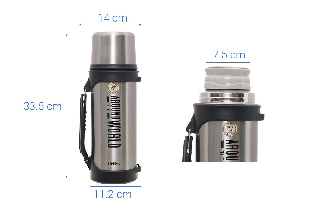 Bình giữ nhiệt inox 1500 ml Delites H21 Bạc Màu Bạc