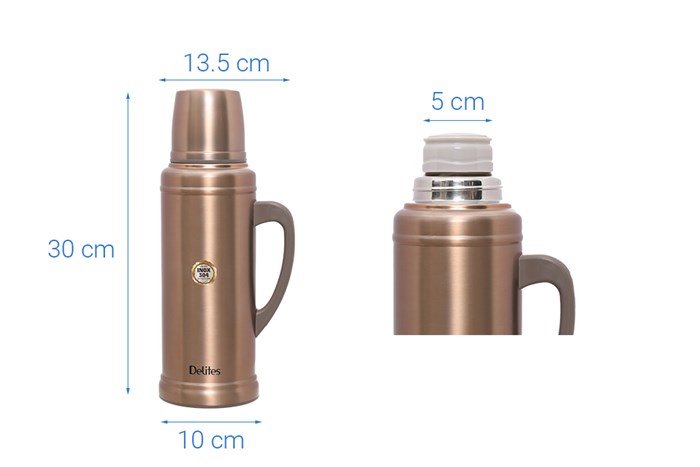 Bình giữ nhiệt inox 1200 ml Delites BT006 vàng Màu Vàng đồng