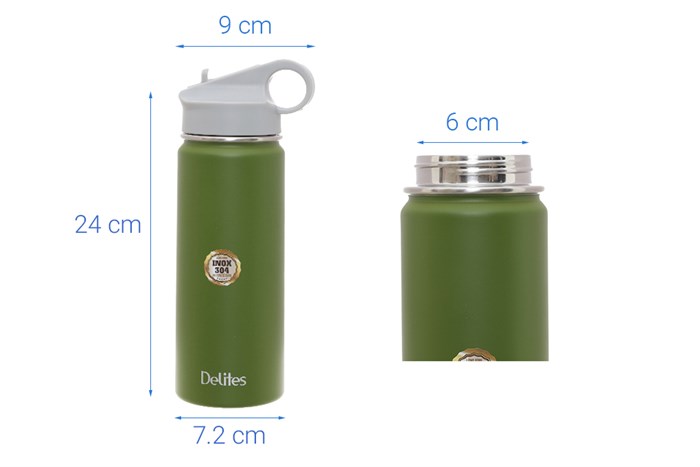 Bình giữ nhiệt inox 530 ml Delites Y1 xanh lá Màu Xanh lá