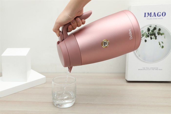 Bình giữ nhiệt inox 1600 ml Delites KH16 hồng Màu Hồng