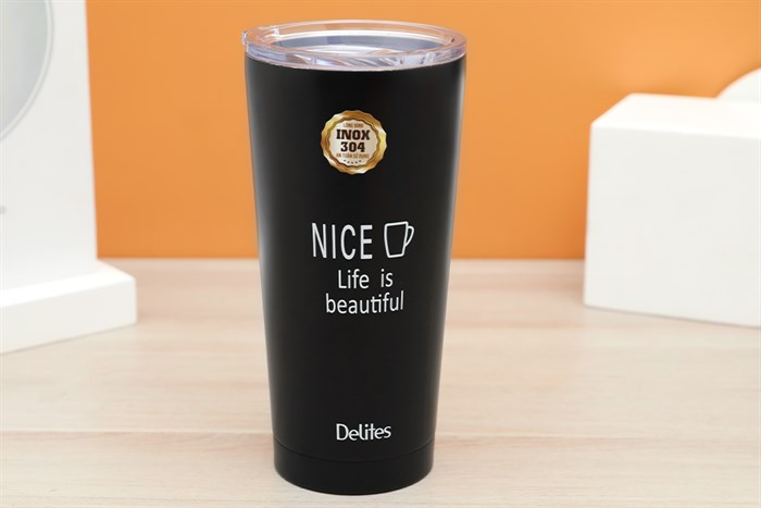 Ly giữ nhiệt inox 500 ml Delites Q10A đen Màu Đen