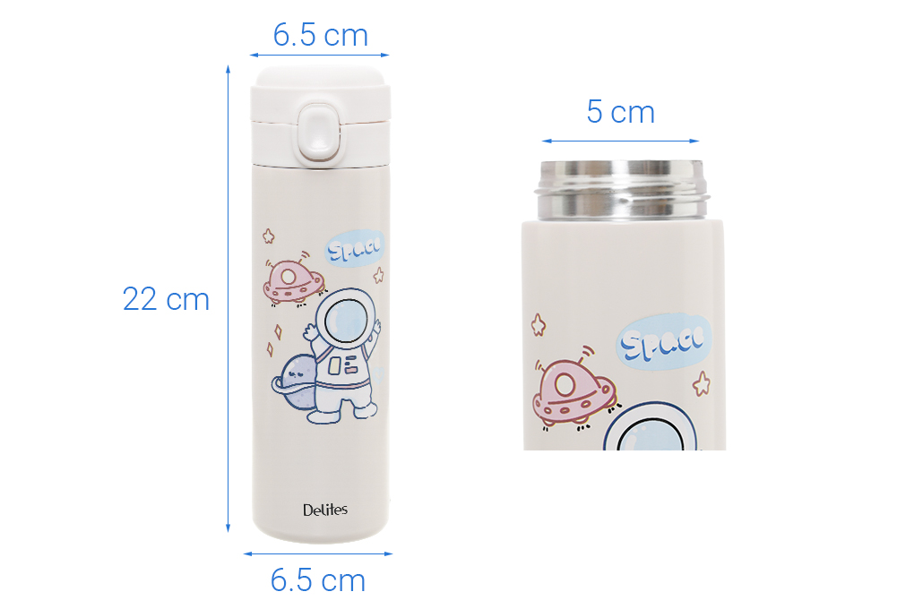 Bình giữ nhiệt inox 450 ml Delites TH05021 trắng Màu Trắng
