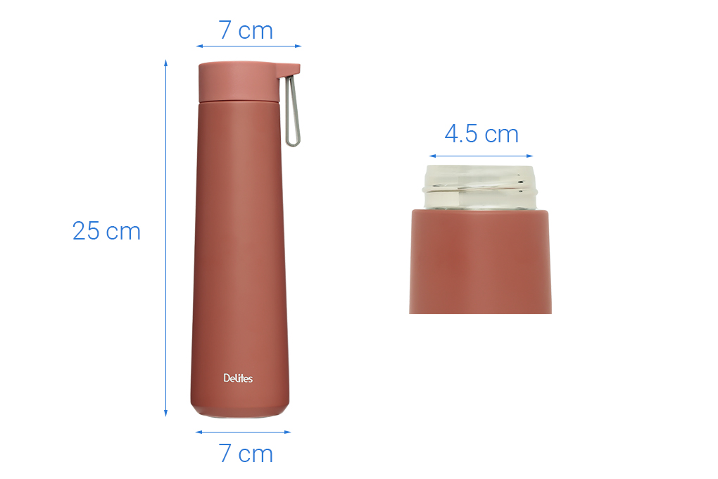 Bình giữ nhiệt inox 560 ml Delites K560B72 Hồng - Xanh Màu Hồng đất