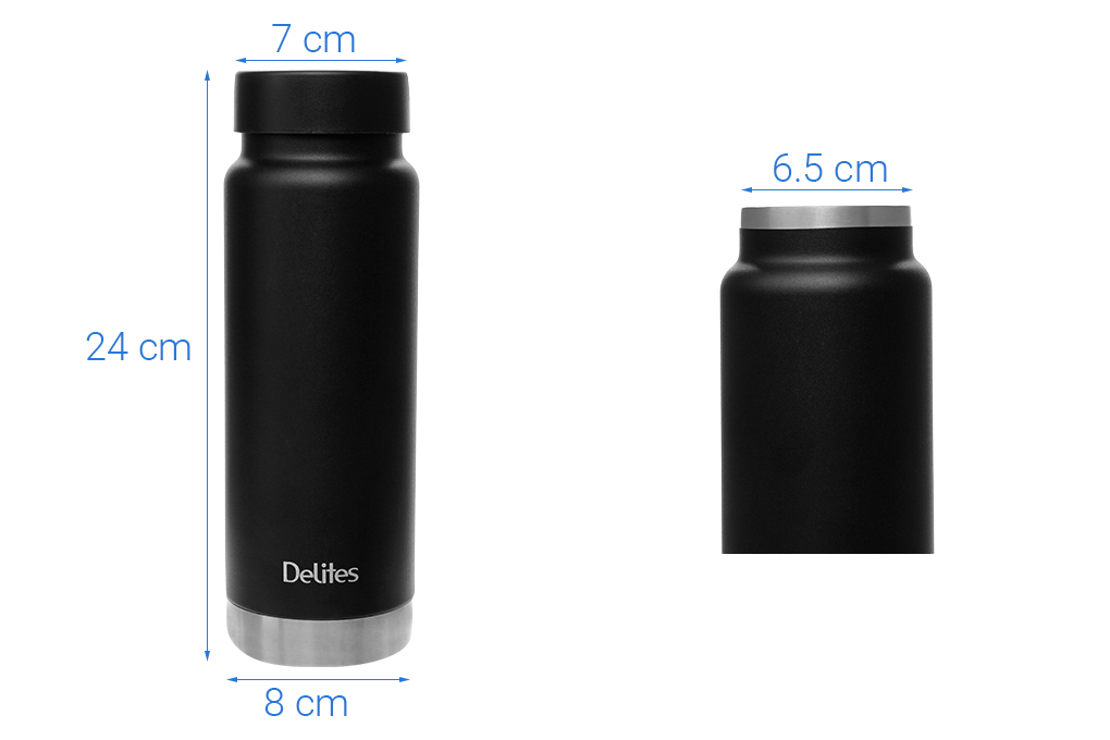 Bình giữ nhiệt inox 750 ml Delites LOOP-075YGS Màu Đen