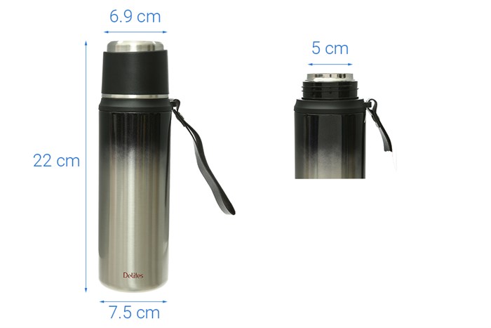 Bình giữ nhiệt inox 590 ml Delites TH5003 Màu Xám
