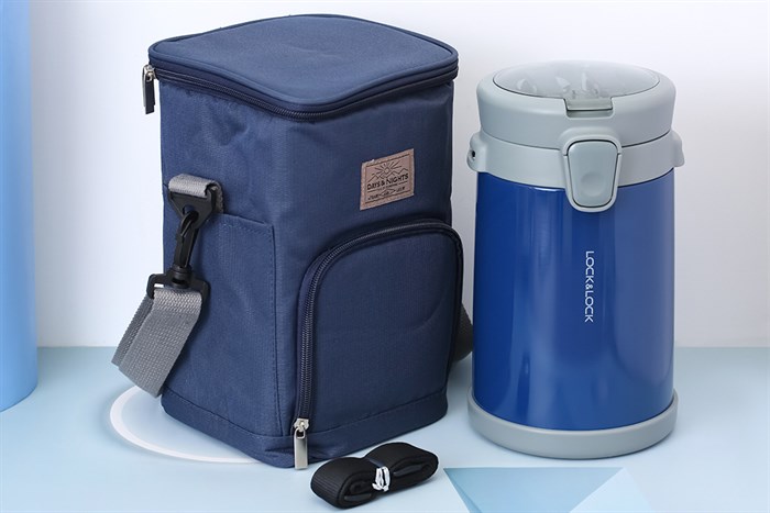 Bộ bình đựng thức ăn giữ nhiệt inox Lock&Lock LHC8039BLU Màu Xanh