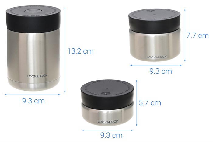 Bộ bình đựng thức ăn giữ nhiệt inox Lock&Lock LHC8031SLV Màu Bạc