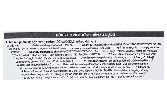 Bộ bình đựng thức ăn giữ nhiệt inox Lock&Lock LHC8031SLV Màu Bạc