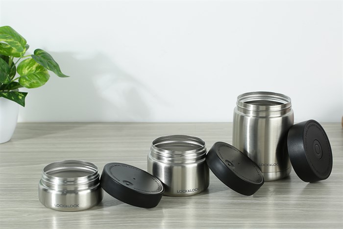 Bộ bình đựng thức ăn giữ nhiệt inox Lock&Lock LHC8031SLV Màu Bạc