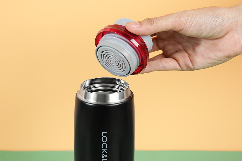 Bình giữ nhiệt inox 450 ml Lock&Lock LHC4131BKR Màu Đen - Đỏ