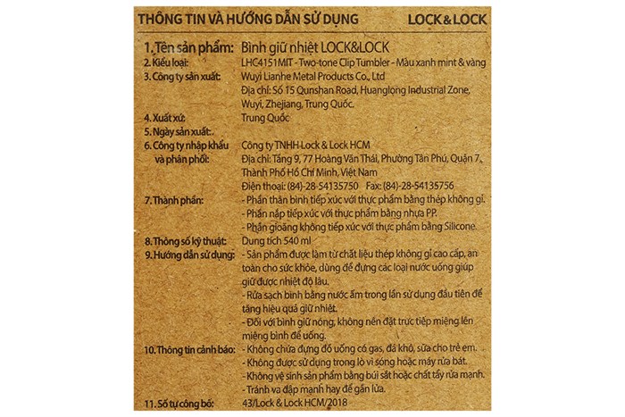 Ly giữ nhiệt inox 540 ml Lock&Lock LHC4151MIT Màu Xanh mint