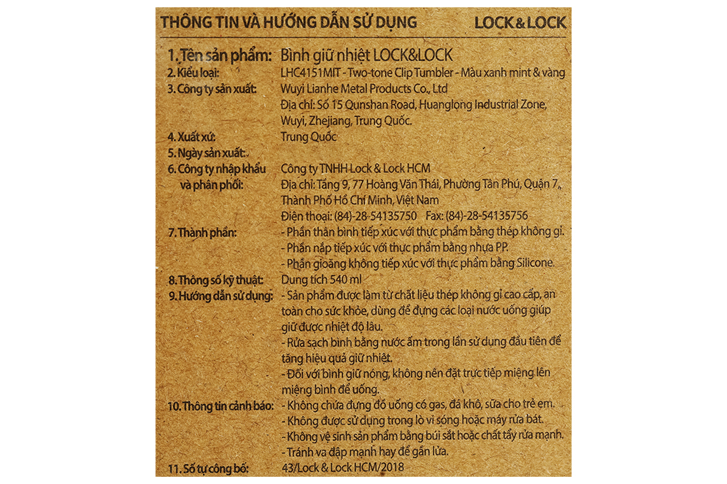 Ly giữ nhiệt inox 540 ml Lock&Lock LHC4151MIT Màu Xanh mint
