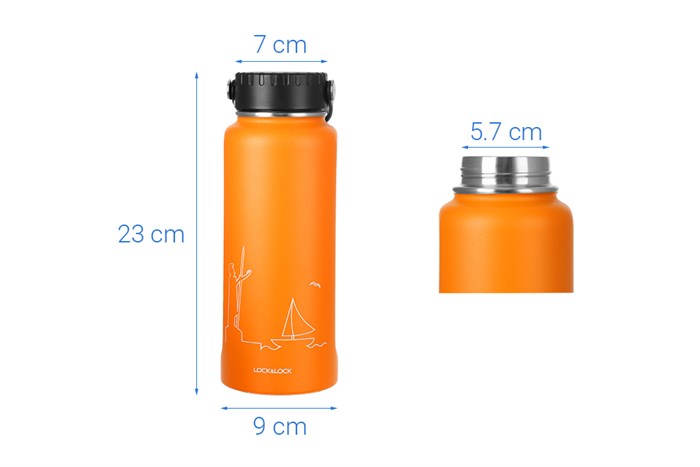 Bình giữ nhiệt inox 897 ml Lock&Lock LHC4160GRY Màu Cam