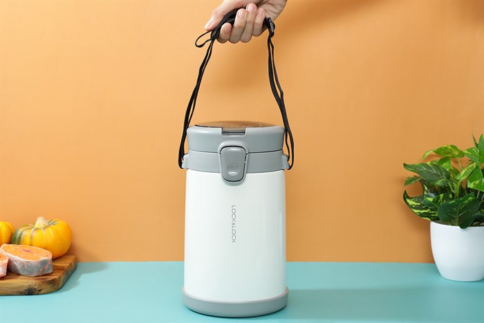 Bộ bình đựng thức ăn giữ nhiệt inox Lock&Lock LHC8039WHT Màu Trắng