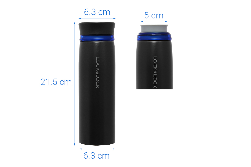 Bình giữ nhiệt inox 450 ml Lock&Lock LHC4131BKB Màu Đen - xanh dương